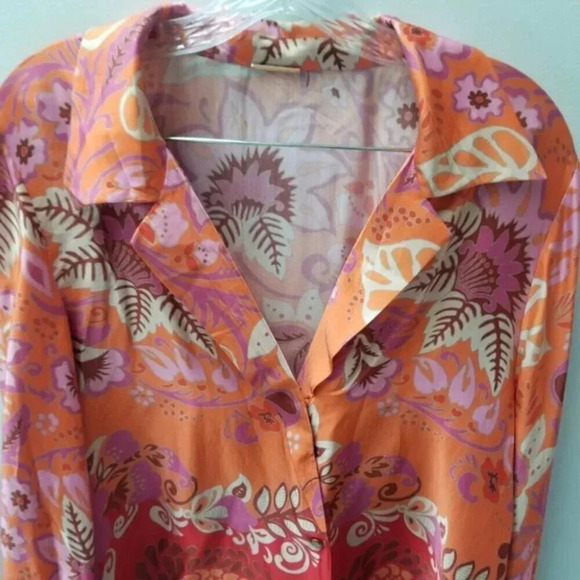 Alexis Beax Blouson-sleeve Printed Crepe Blouse In Orange Blossom L - Picture 10 of 16